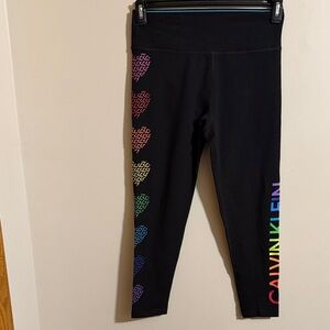 Calvin Klein Black Leggings with Colorful Logo
